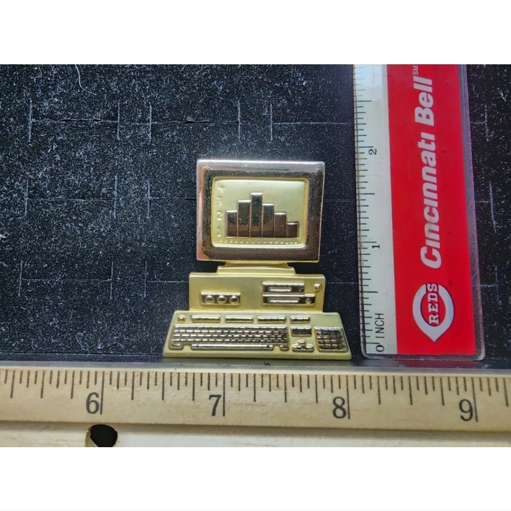 Vintage Computer Pc Stack Tech Nerd Cool Brooch P… - image 1